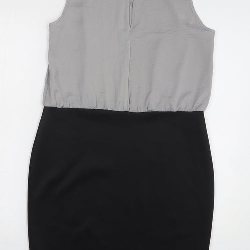 Dorothy Perkins Womens Grey Polyester Sheath Size 12 Round Neck Button