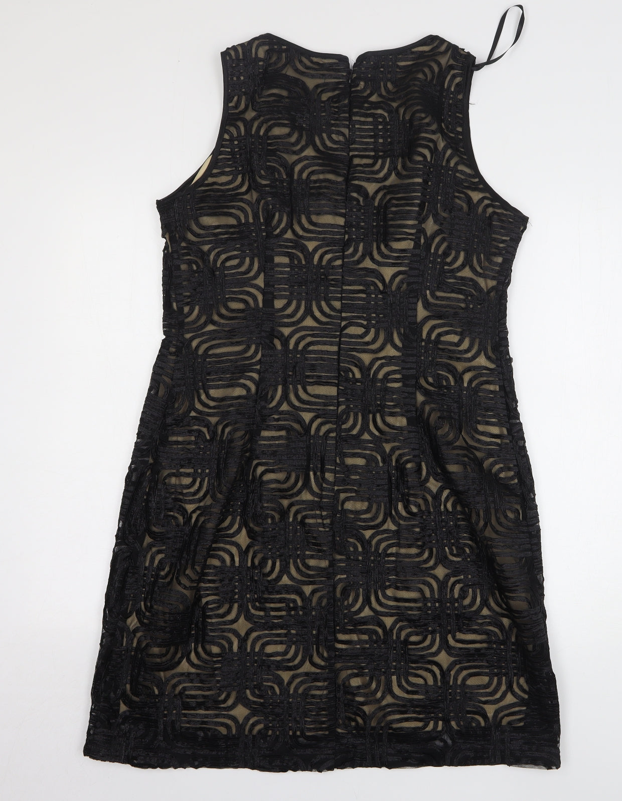 La Nouvell Womens Black Geometric Polyester A-Line Size 18 Round Neck Zip