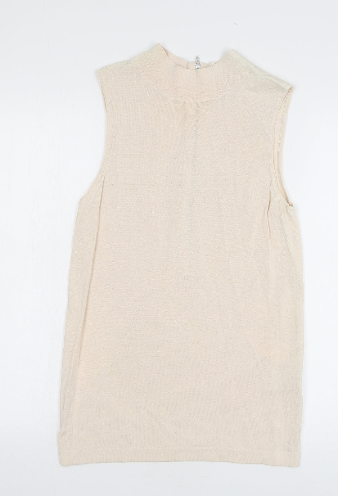 Reiss Womens Beige High Neck Viscose Vest Jumper Size L