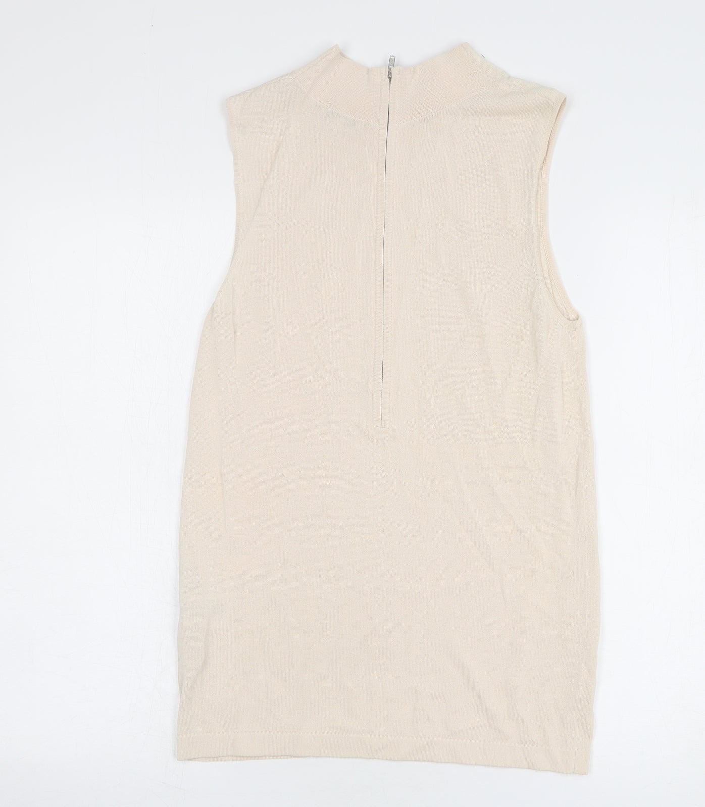 Reiss Womens Beige High Neck Viscose Vest Jumper Size L