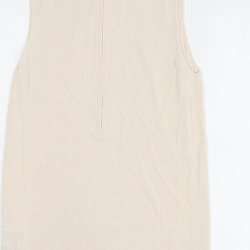 Reiss Womens Beige High Neck Viscose Vest Jumper Size L