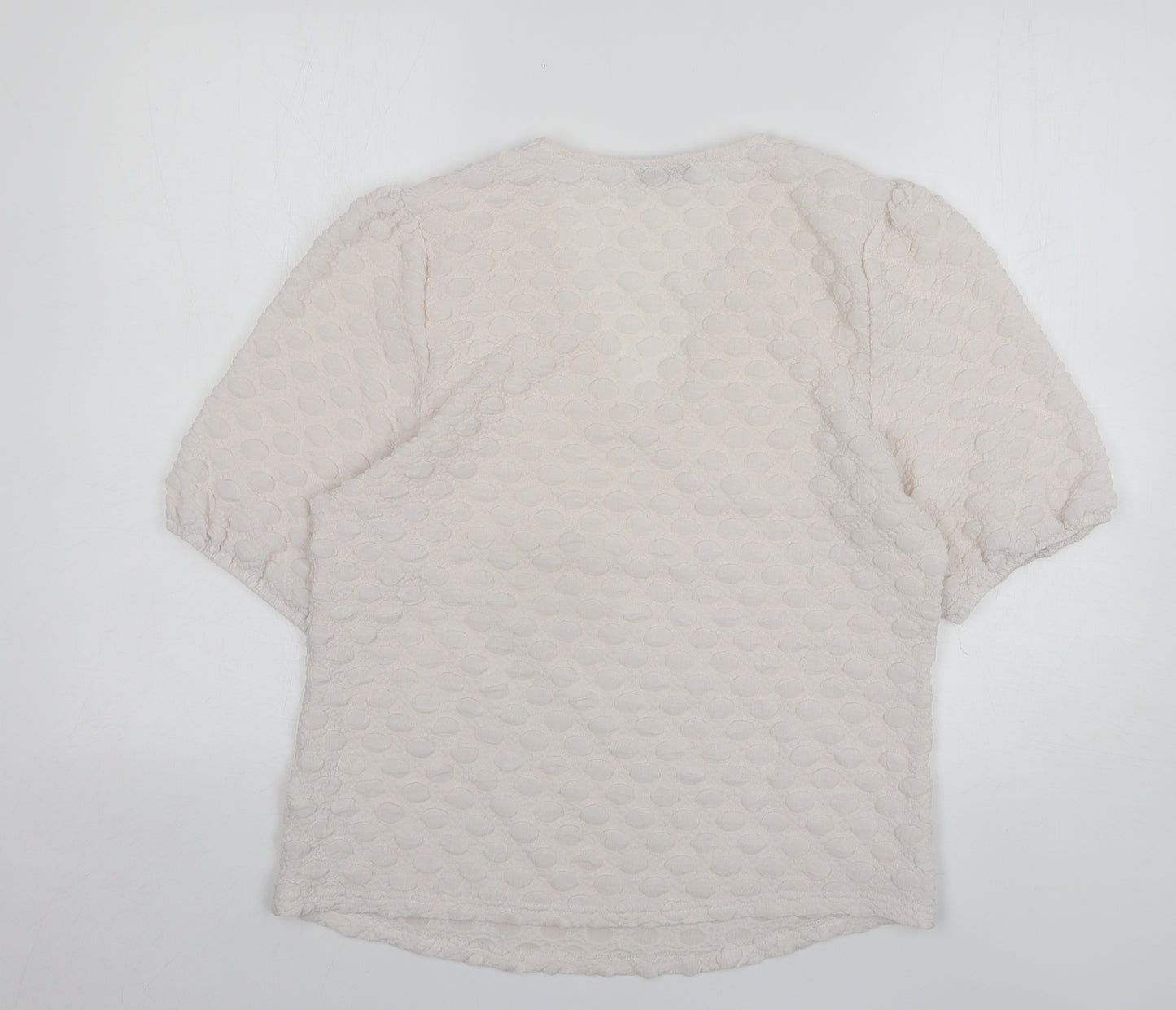 Gallery Womens White Polka Dot Polyester Basic Blouse Size 12 V-Neck