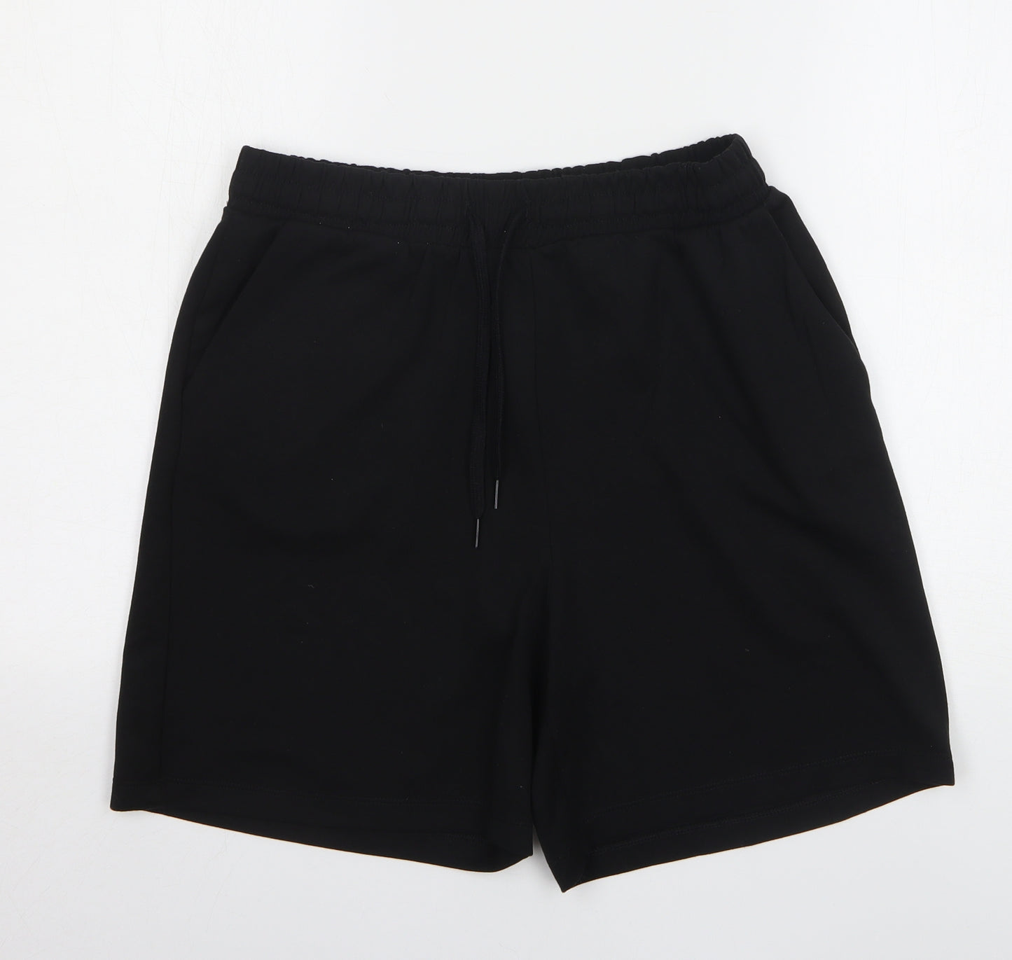 Papaya Womens Black Polyester Sweat Shorts Size M L8 in Regular Drawstring