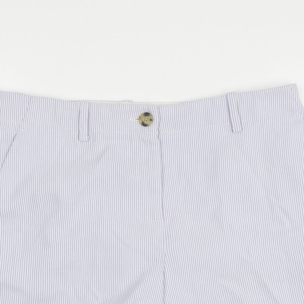 Gallery Womens Blue Striped Polyester Chino Shorts Size 12 L9 in Regular Button