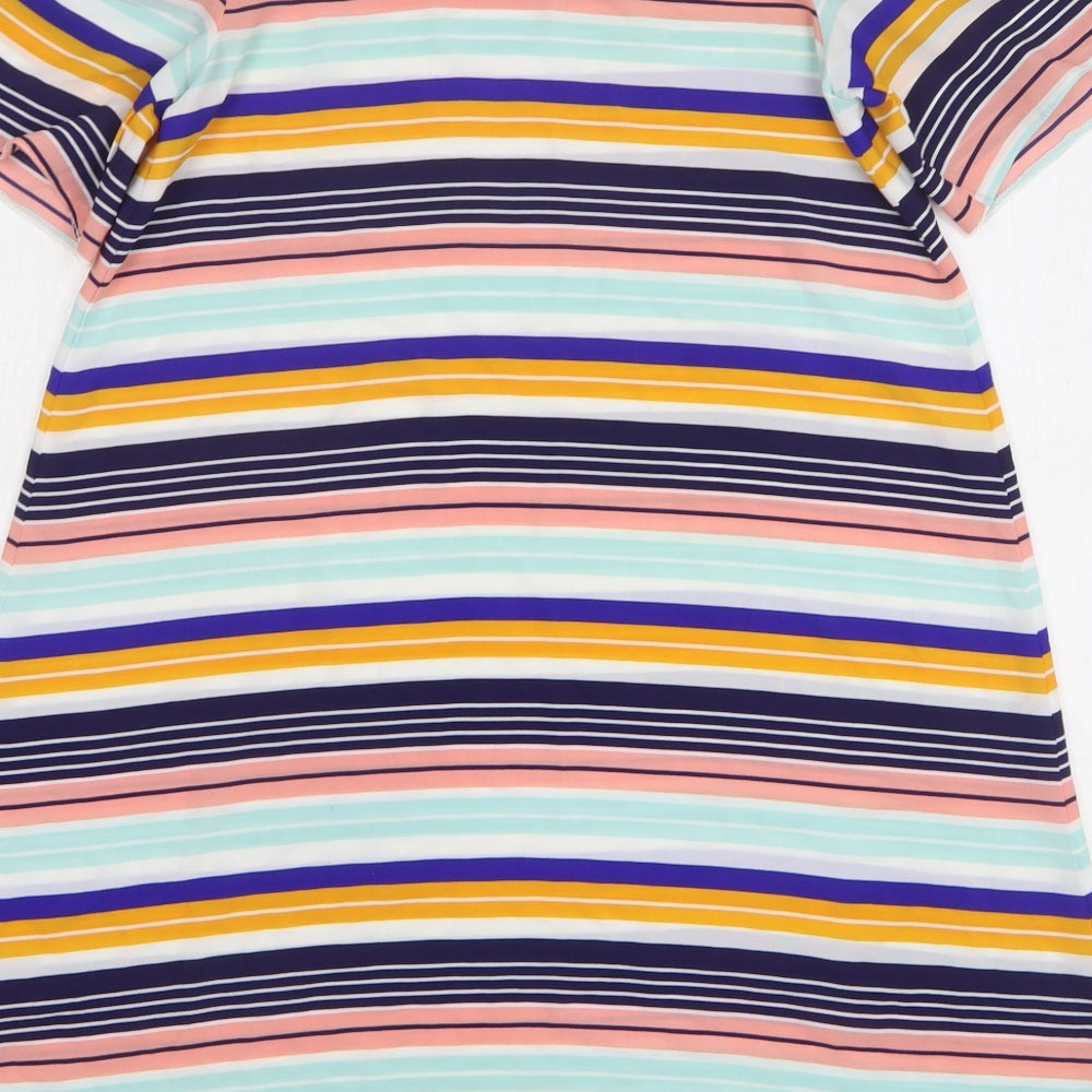 New Look Womens Multicoloured Striped Polyester A-Line Size 8 Boat Neck