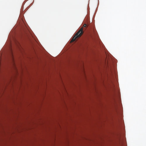 New Look Womens Orange Viscose Camisole Tank Size 8 V-Neck