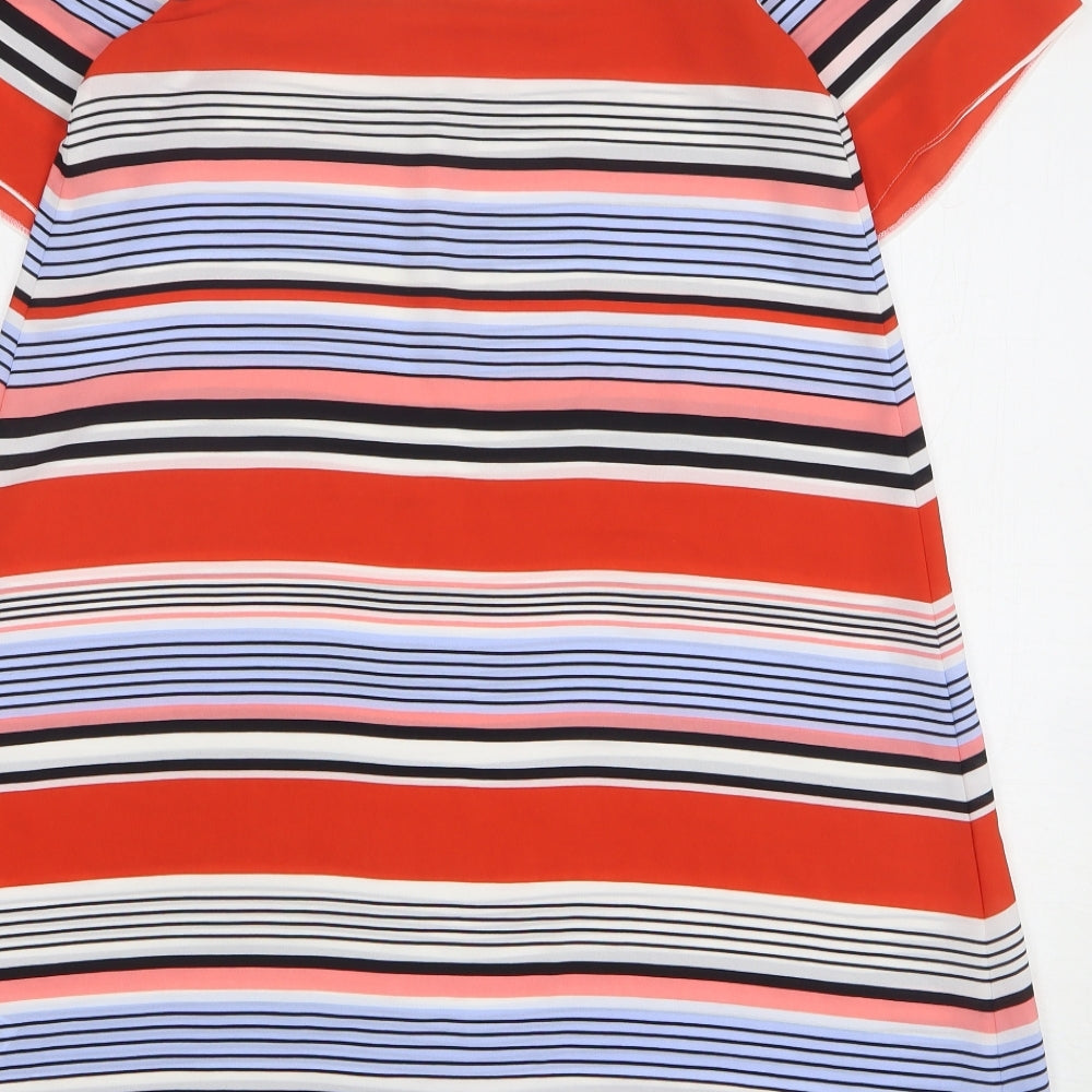 New Look Womens Multicoloured Striped Polyester A-Line Size 8 Boat Neck Pullover