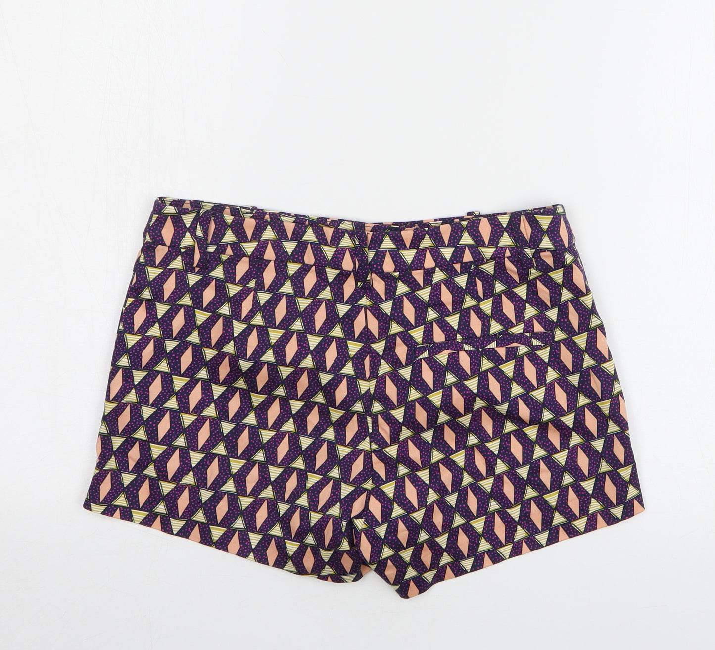 H&M Womens Multicoloured Argyle/Diamond Cotton Chino Shorts Size 8 L3 in Regular Button
