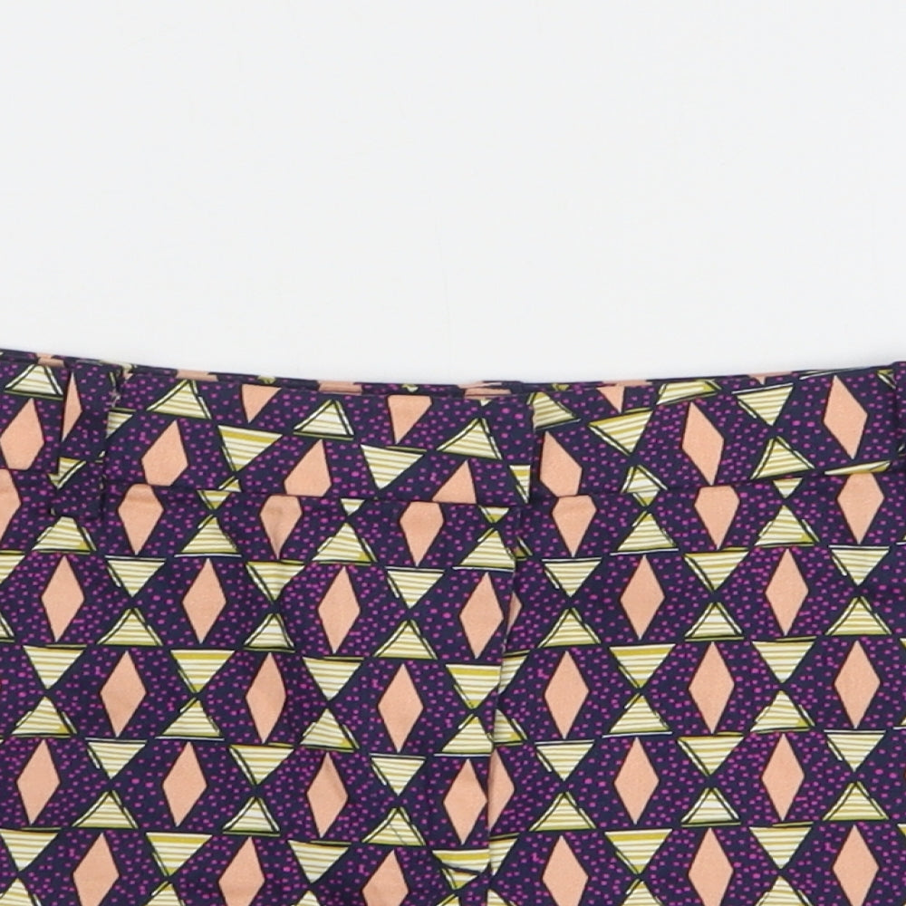 H&M Womens Multicoloured Argyle/Diamond Cotton Chino Shorts Size 8 L3 in Regular Button