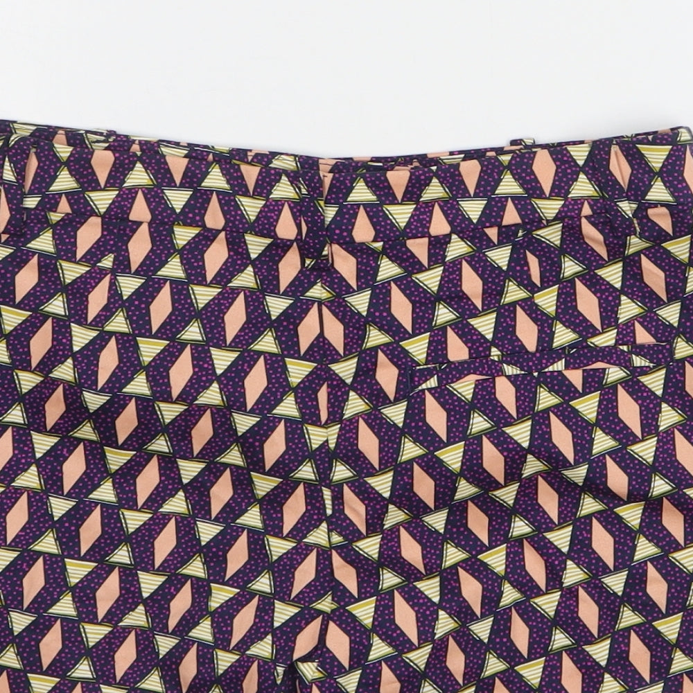 H&M Womens Multicoloured Argyle/Diamond Cotton Chino Shorts Size 8 L3 in Regular Button