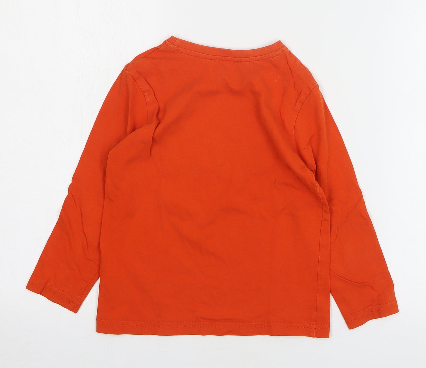 Primark Boys Orange Cotton Basic T-Shirt Size 5-6 Years Round Neck Pullover - Off-Road Truck