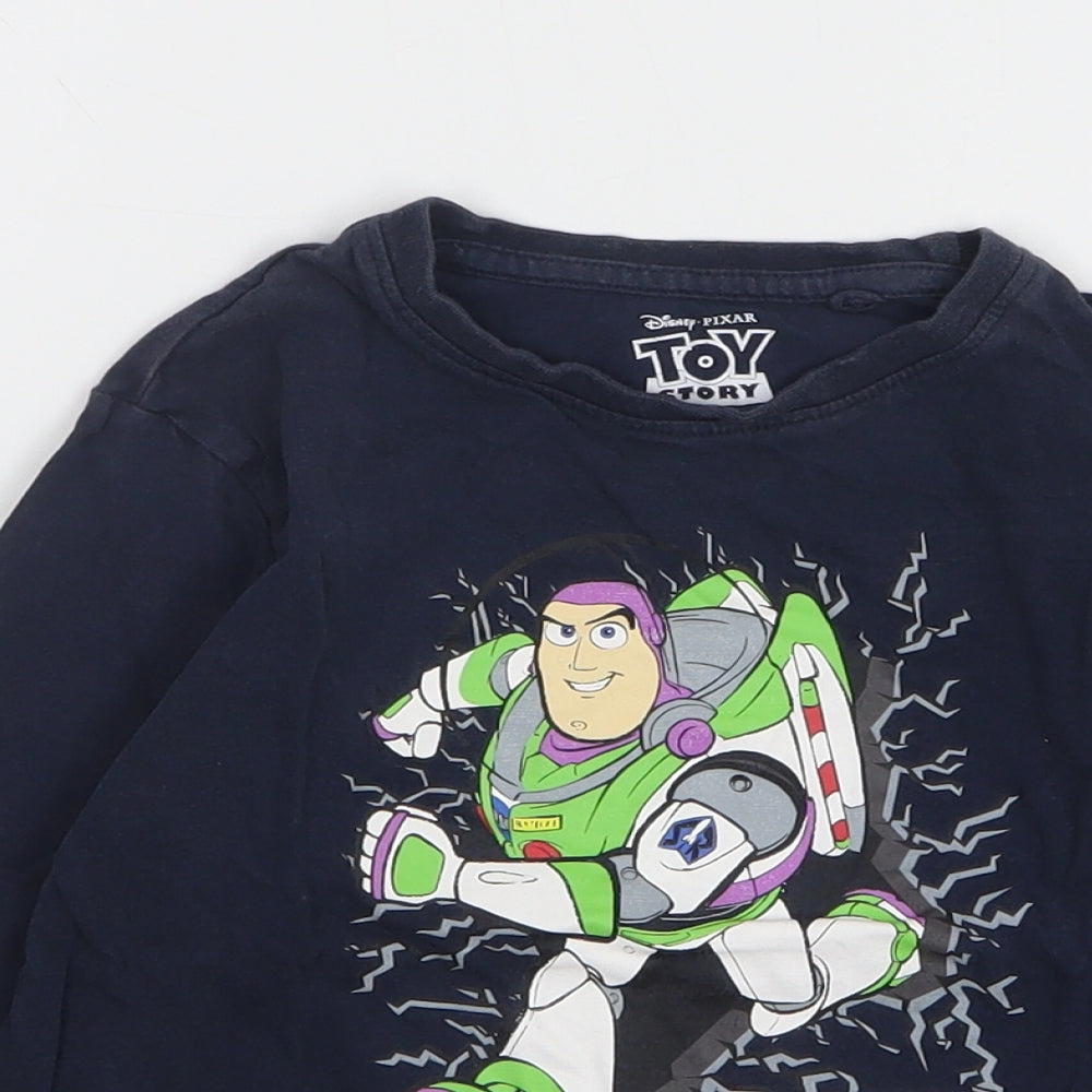 Primark Boys Blue Cotton Basic T-Shirt Size 5-6 Years Round Neck Pullover - Buzz Lightyear