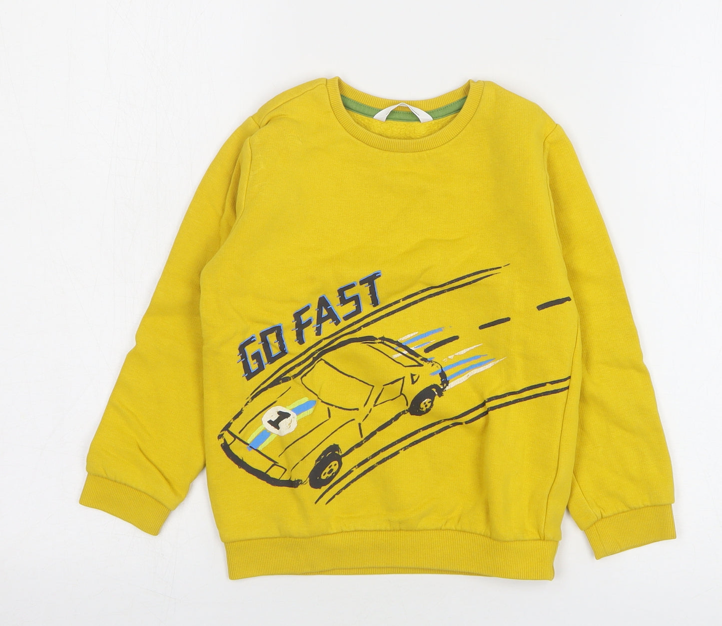 Marks and Spencer Boys Yellow Cotton Pullover Sweatshirt Size 5-6 Years Pullover - Racecar