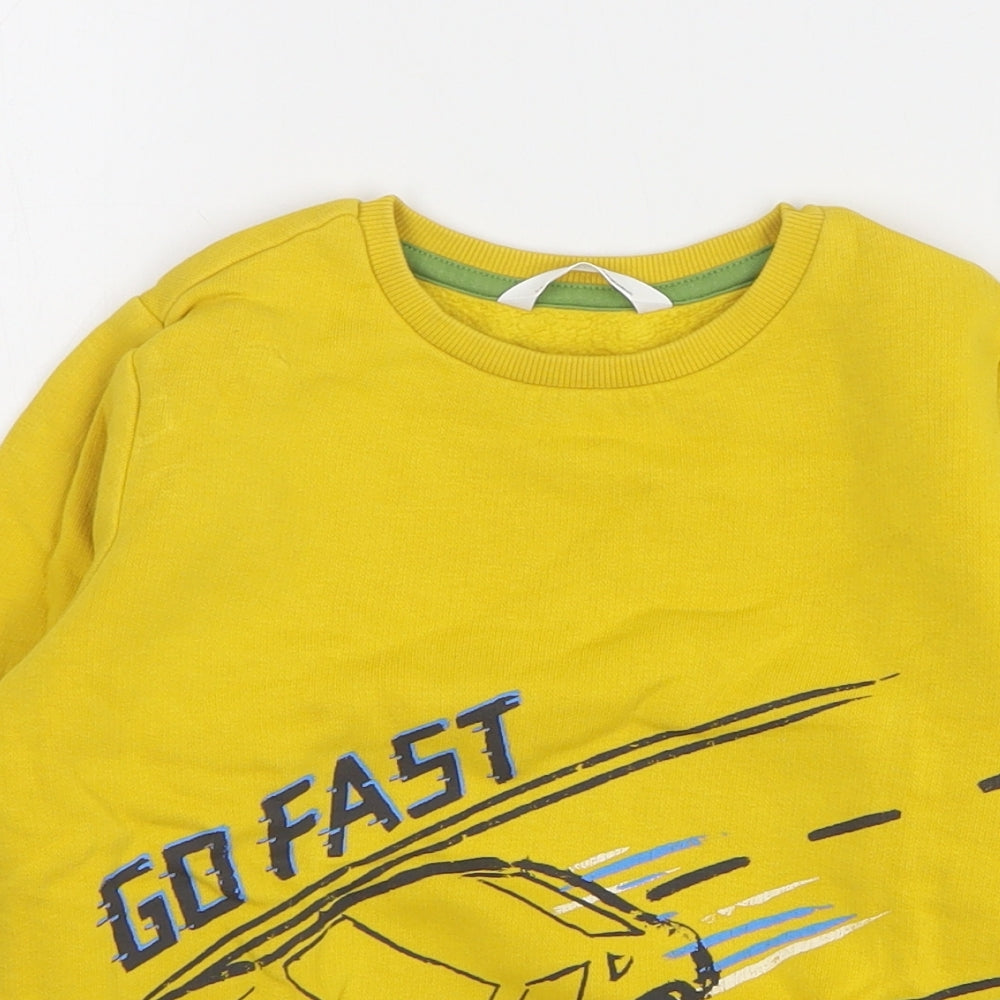 Marks and Spencer Boys Yellow Cotton Pullover Sweatshirt Size 5-6 Years Pullover - Racecar