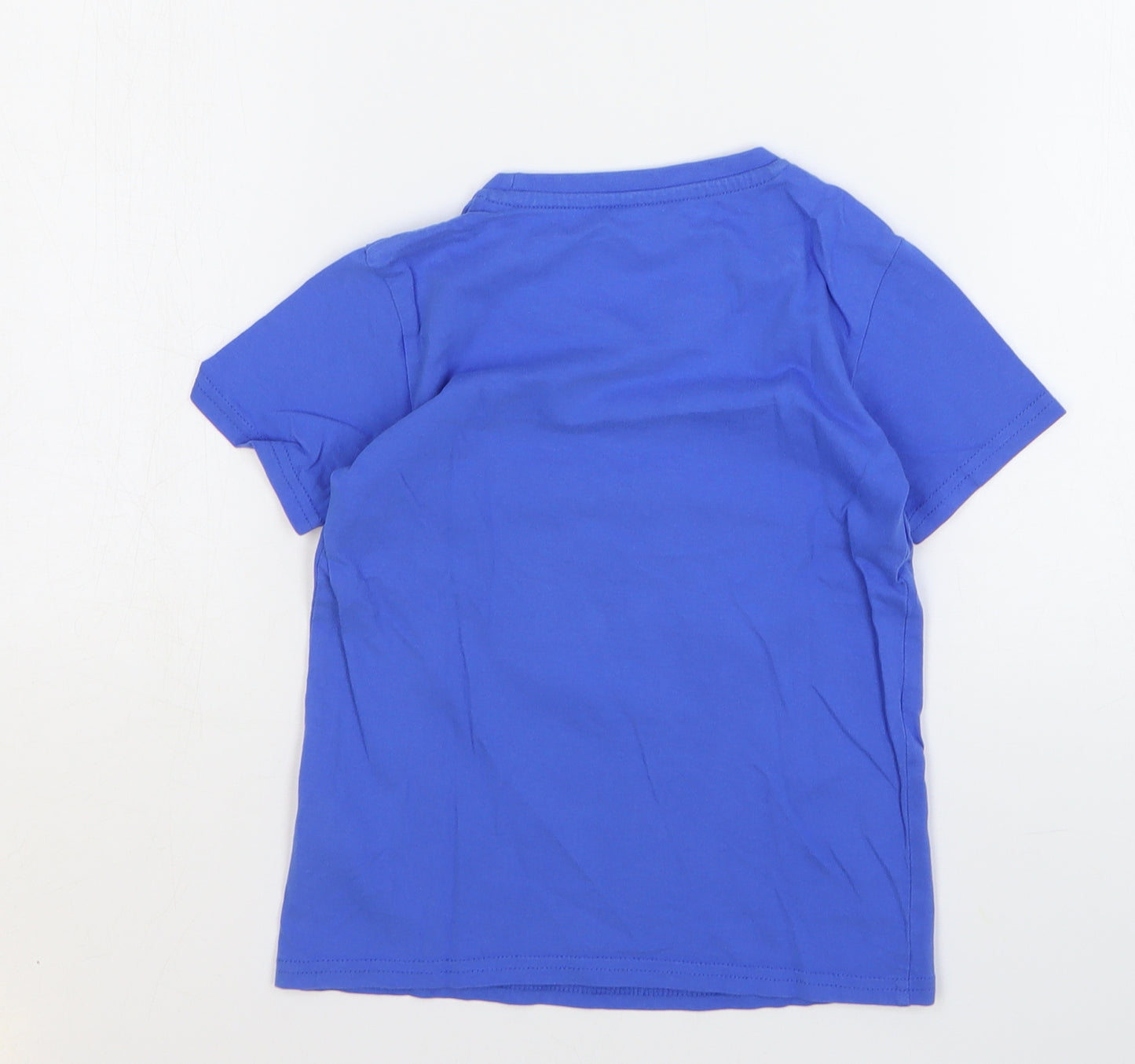 Dunnes Stores Boys Blue Cotton Basic T-Shirt Size 5 Years Round Neck Pullover - Motorbike