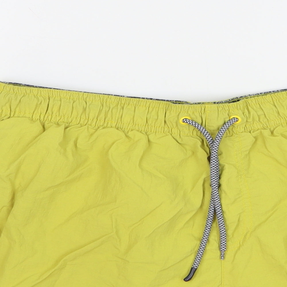 F&F Mens Yellow Polyester Bermuda Shorts Size L L6 in Regular Drawstring - Swim Shorts