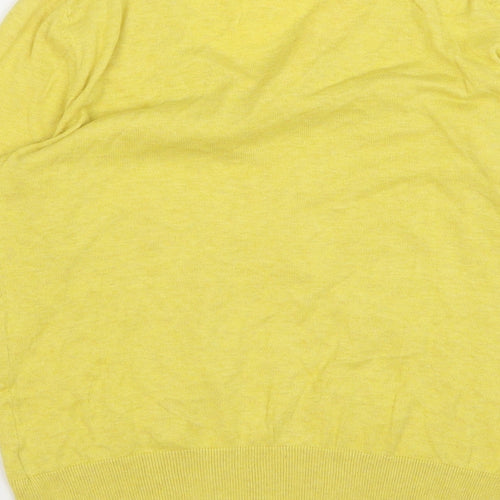 Oasis Womens Yellow V-Neck Cotton Pullover Jumper Size L