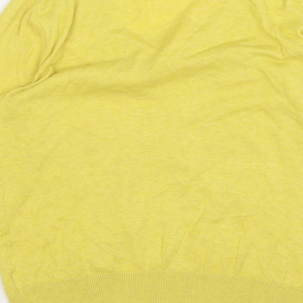 Oasis Womens Yellow V-Neck Cotton Pullover Jumper Size L