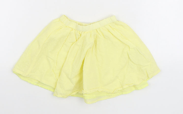 So Cute Girls Yellow 100% Cotton Pleated Skirt Size 18-24 Months