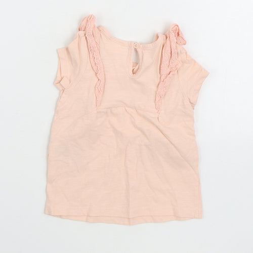 So Cute Girls Pink 100% Cotton Basic T-Shirt Size 12-18 Months Round Neck Button