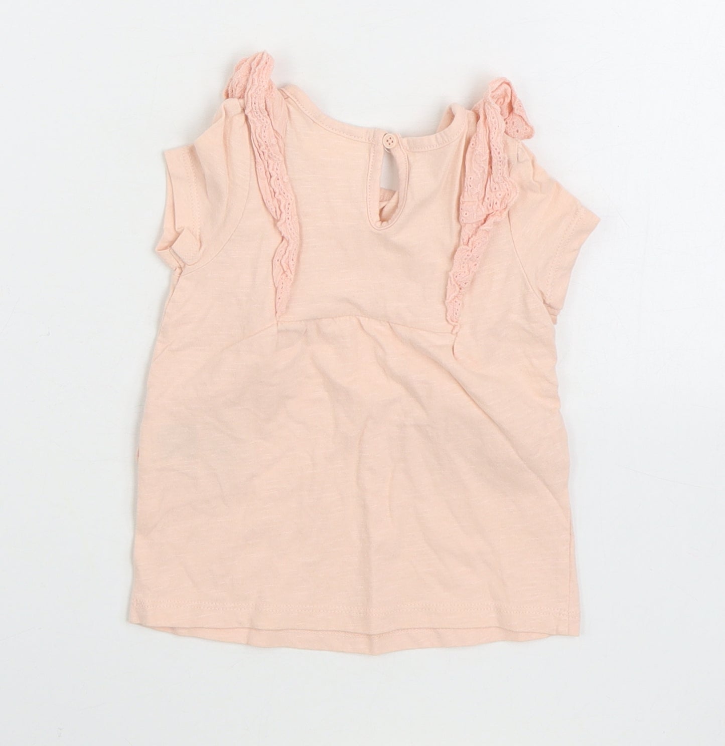 So Cute Girls Pink 100% Cotton Basic T-Shirt Size 12-18 Months Round Neck Button