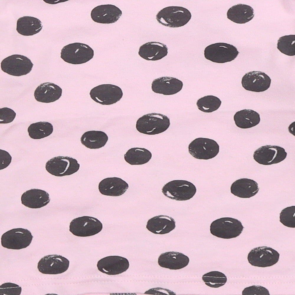 Dunnes Stores Girls Pink Polka Dot 100% Cotton Basic T-Shirt Size 18-24 Months Round Neck Pullover