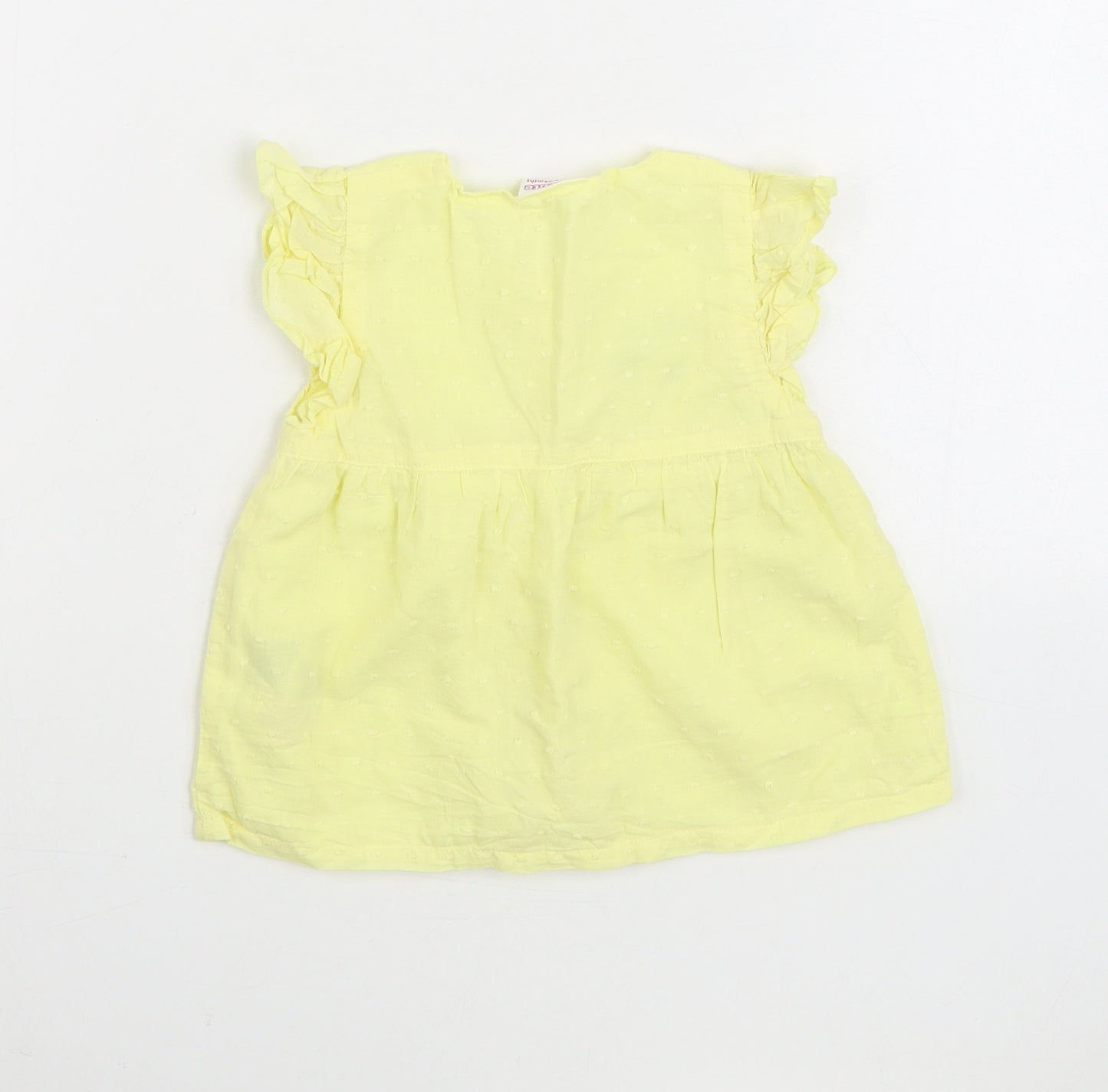 So Cute Girls Yellow 100% Cotton Skater Dress Size 18-24 Months Round Neck Button - Flower