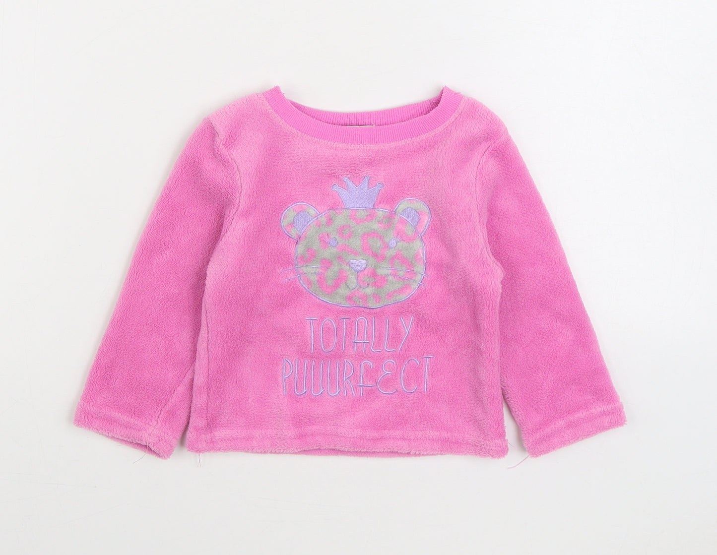 Crafted Girls Pink Solid Polyester Cami Pyjama Top Size 12-18 Months Pullover - Cat Lounge Top