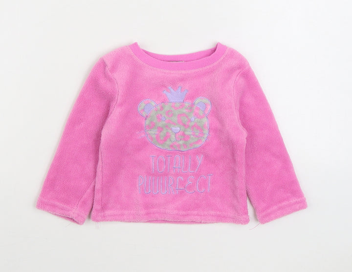 Crafted Girls Pink Solid Polyester Cami Pyjama Top Size 12-18 Months Pullover - Cat Lounge Top
