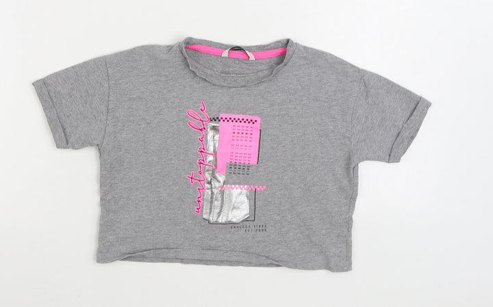 George Boys Grey Cotton Basic T-Shirt Size 7-8 Years Round Neck - Kindness is Power