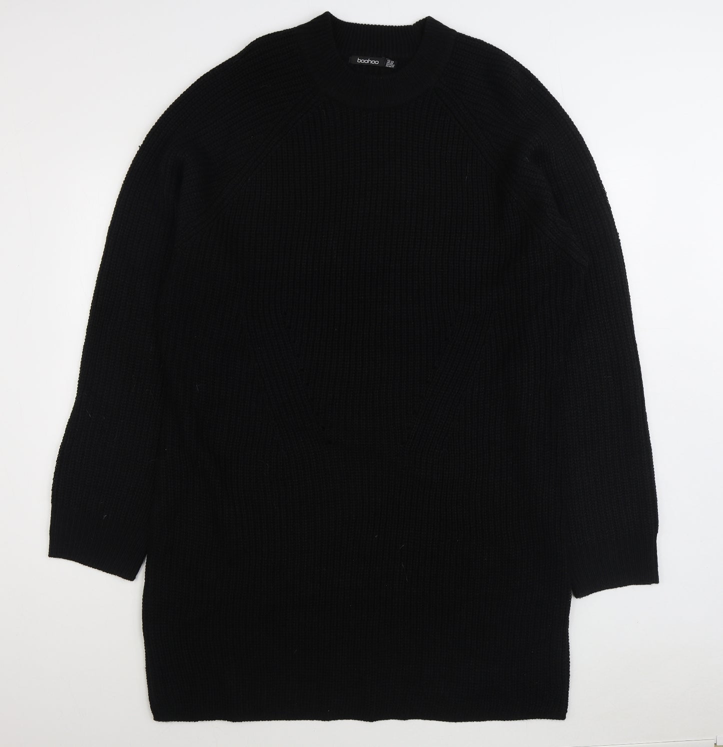 Brave Soul Womens Black Acrylic Jumper Dress Size 24 Mock Neck Pullover