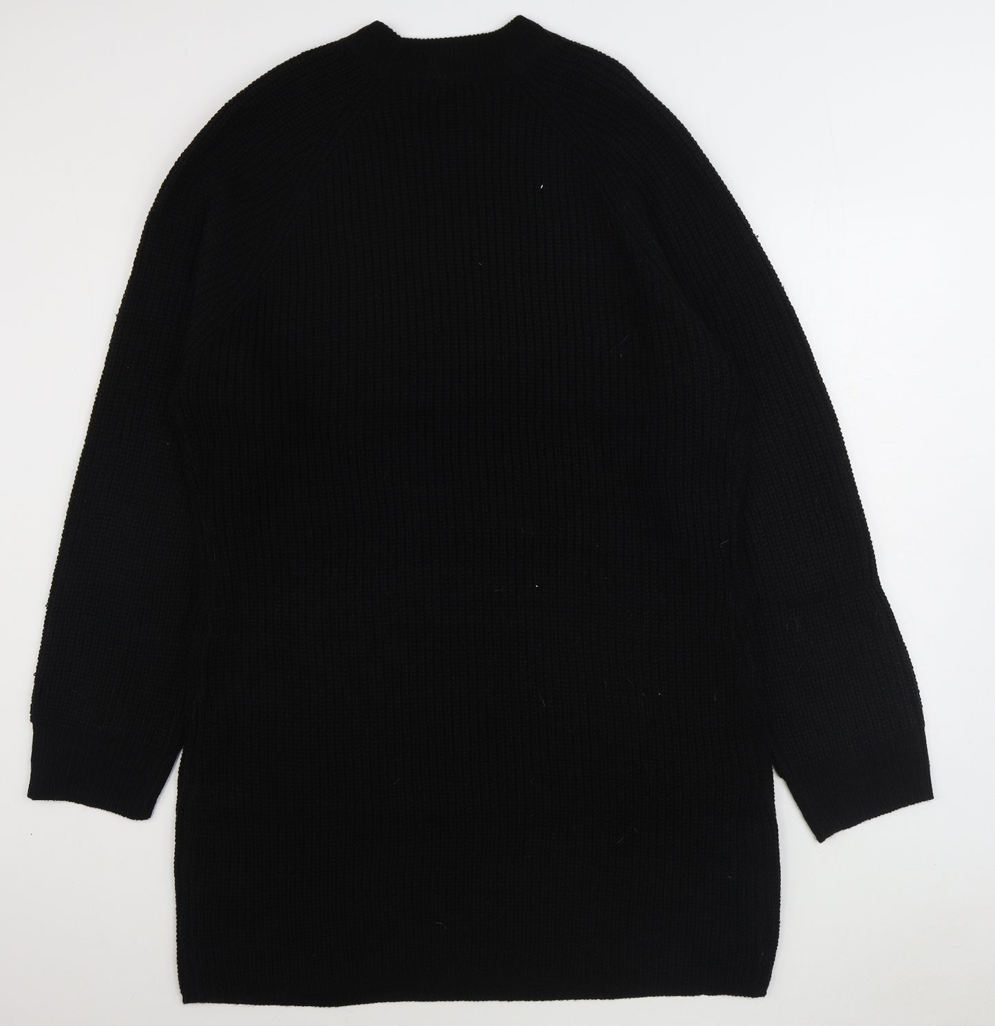 Brave Soul Womens Black Acrylic Jumper Dress Size 24 Mock Neck Pullover