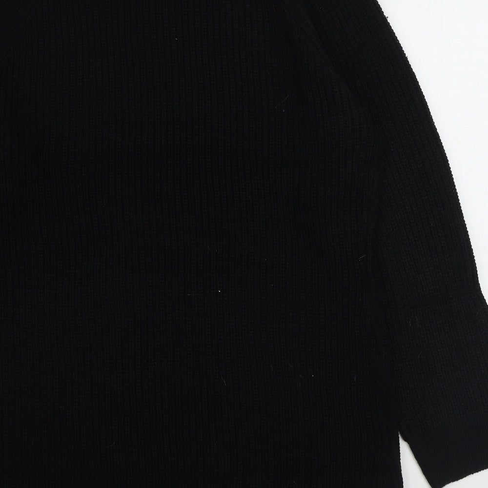 Brave Soul Womens Black Acrylic Jumper Dress Size 24 Mock Neck Pullover