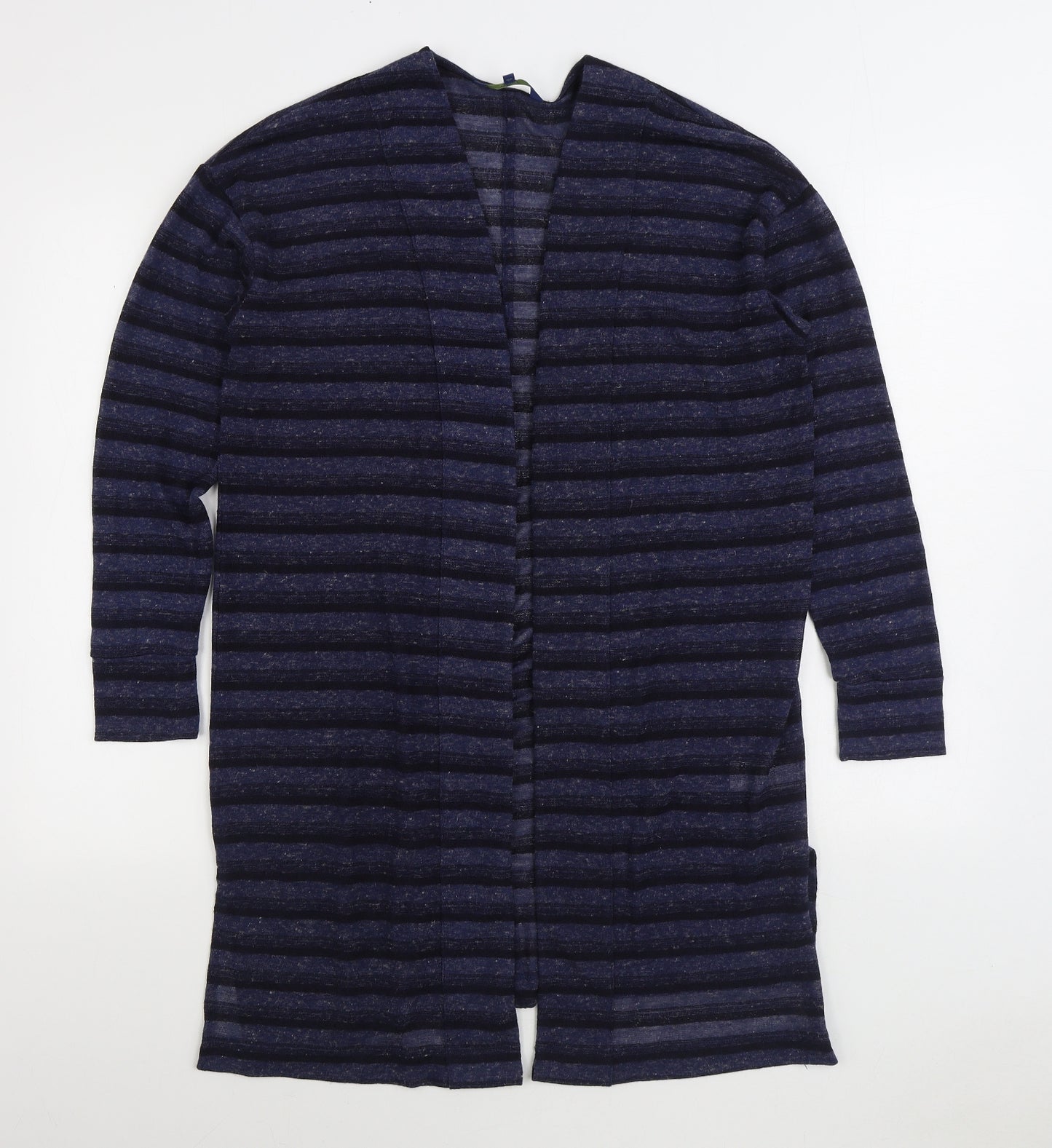NEXT Womens Blue V-Neck Striped Polyester Cardigan Jumper Size 14