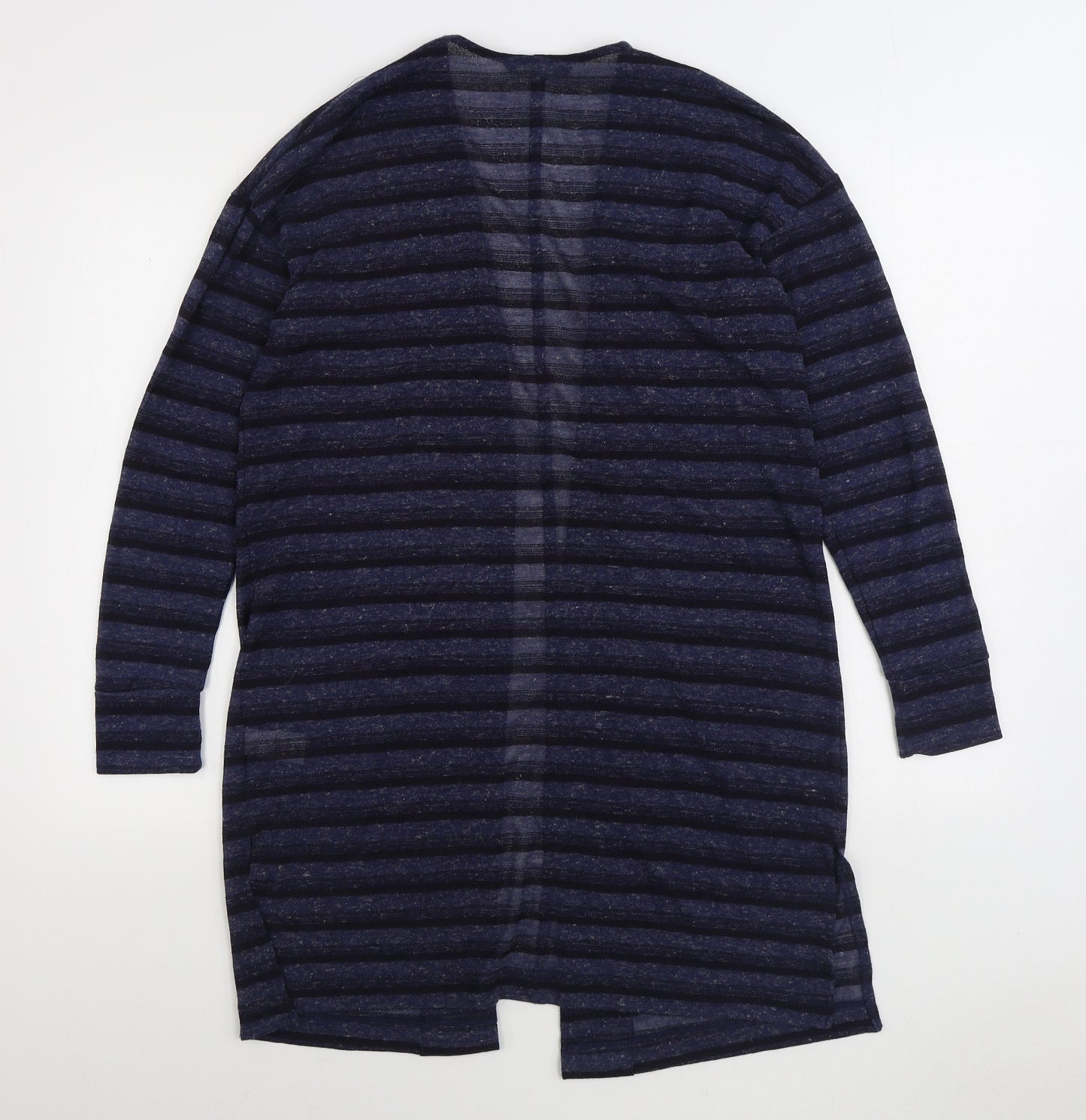 NEXT Womens Blue V-Neck Striped Polyester Cardigan Jumper Size 14