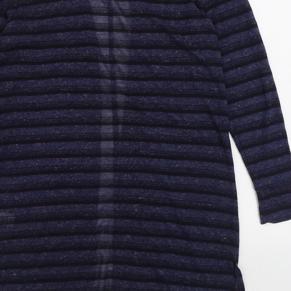 NEXT Womens Blue V-Neck Striped Polyester Cardigan Jumper Size 14