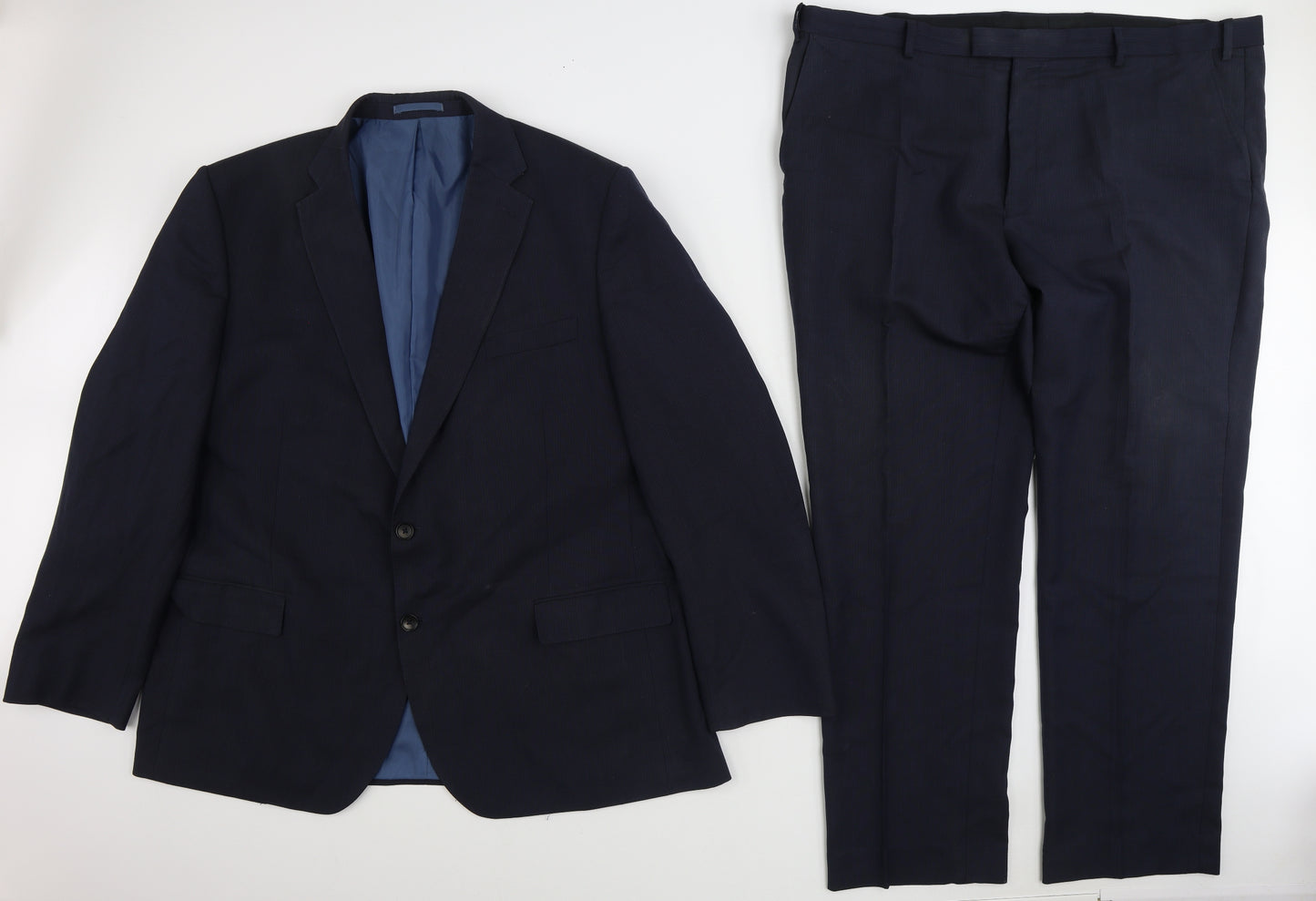 Marks and Spencer Mens Blue Wool 2 Piece Suit Size 48