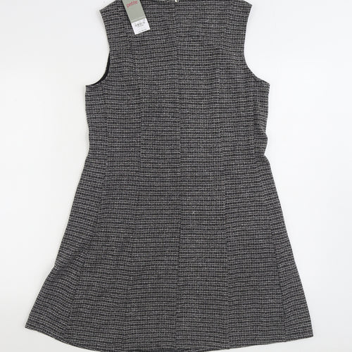 Dorothy Perkins Womens Black Polyester A-Line Size 14 Round Neck Zip