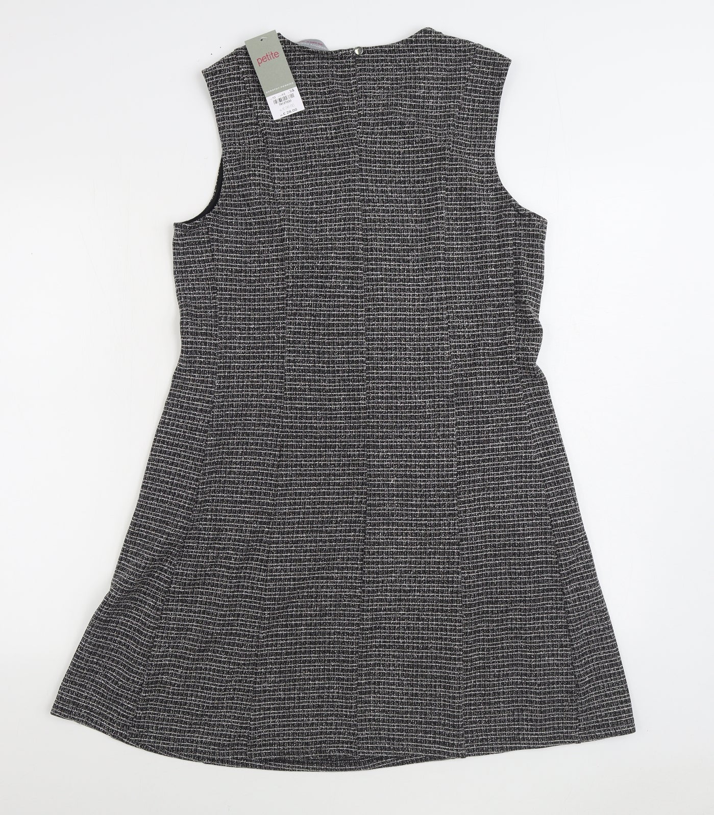 Dorothy Perkins Womens Black Polyester A-Line Size 14 Round Neck Zip