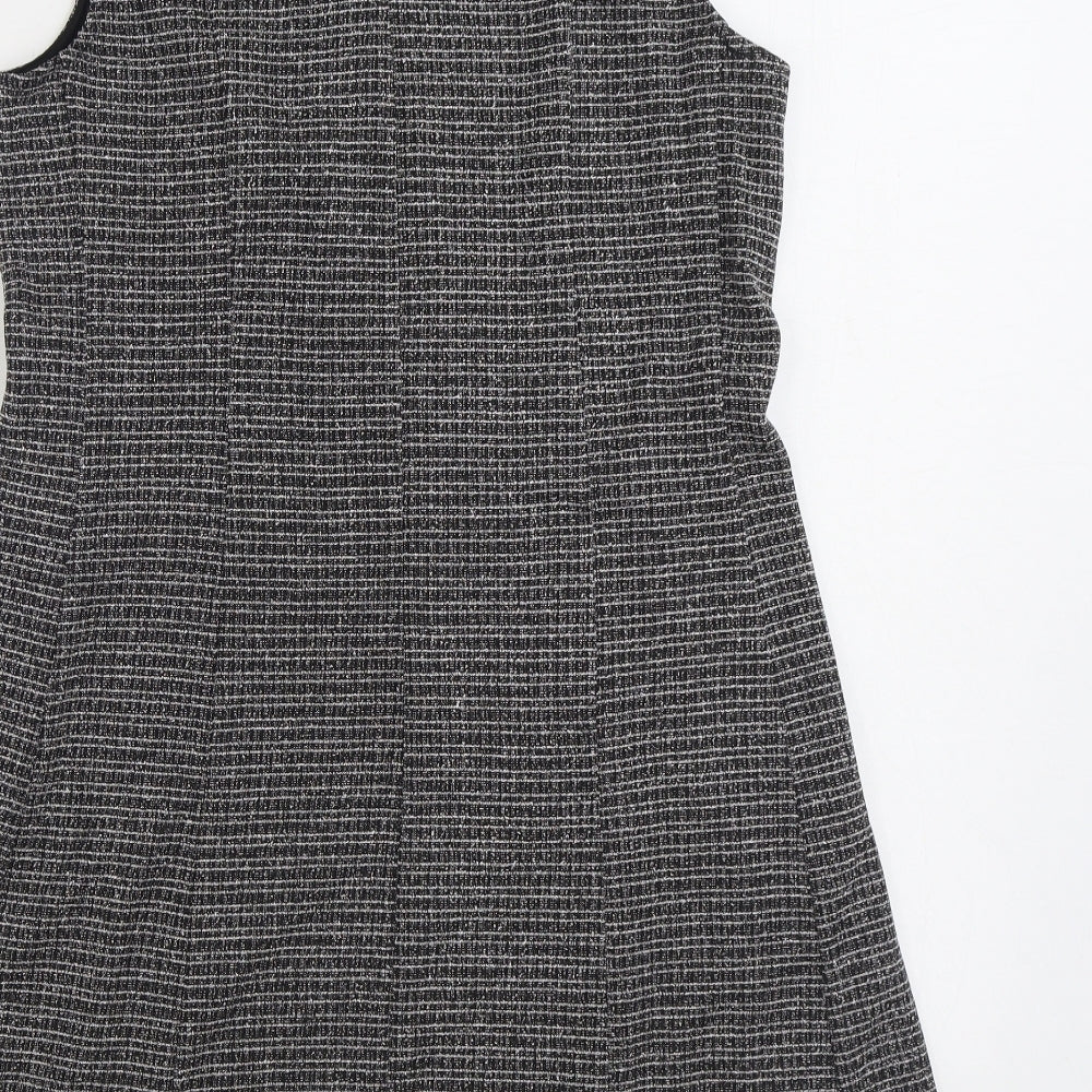 Dorothy Perkins Womens Black Polyester A-Line Size 14 Round Neck Zip