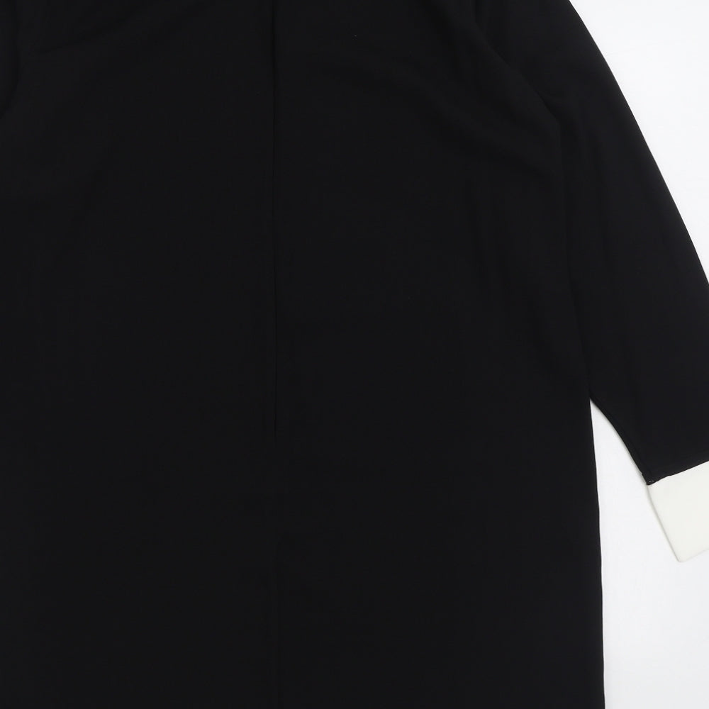 Dorothy Perkins Womens Black Polyester Jumper Dress Size 14 Collared Button