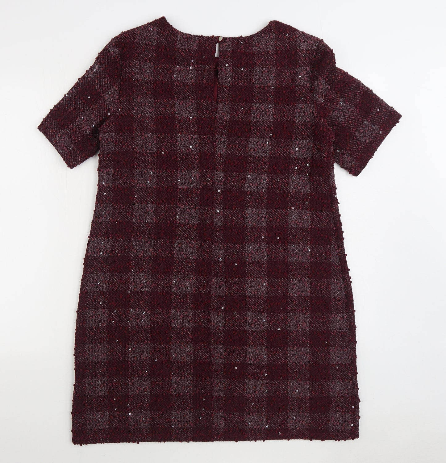 Dorothy Perkins Womens Purple Gingham Polyester Sheath Size 14 Boat Neck Button