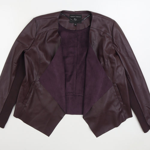 Dorothy Perkins Womens Purple Biker Jacket Size 14 - Faux Leather