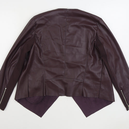 Dorothy Perkins Womens Purple Biker Jacket Size 14 - Faux Leather