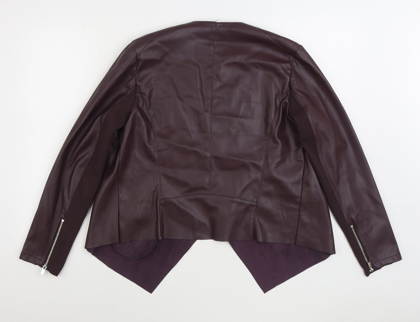 Dorothy Perkins Womens Purple Biker Jacket Size 14 - Faux Leather
