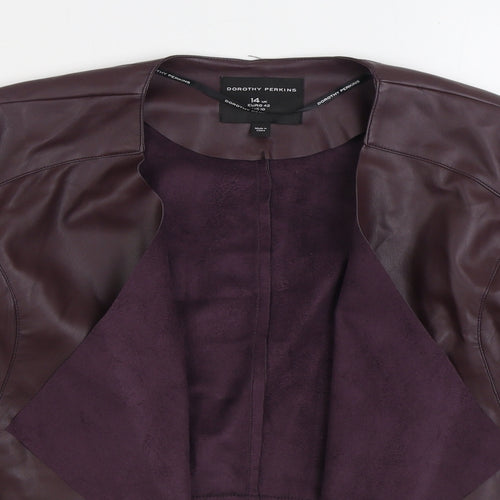 Dorothy Perkins Womens Purple Biker Jacket Size 14 - Faux Leather