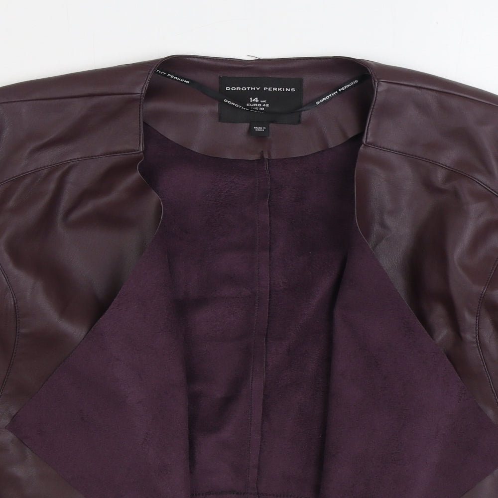 Dorothy Perkins Womens Purple Biker Jacket Size 14 - Faux Leather