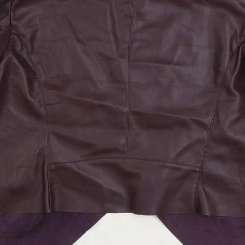 Dorothy Perkins Womens Purple Biker Jacket Size 14 - Faux Leather