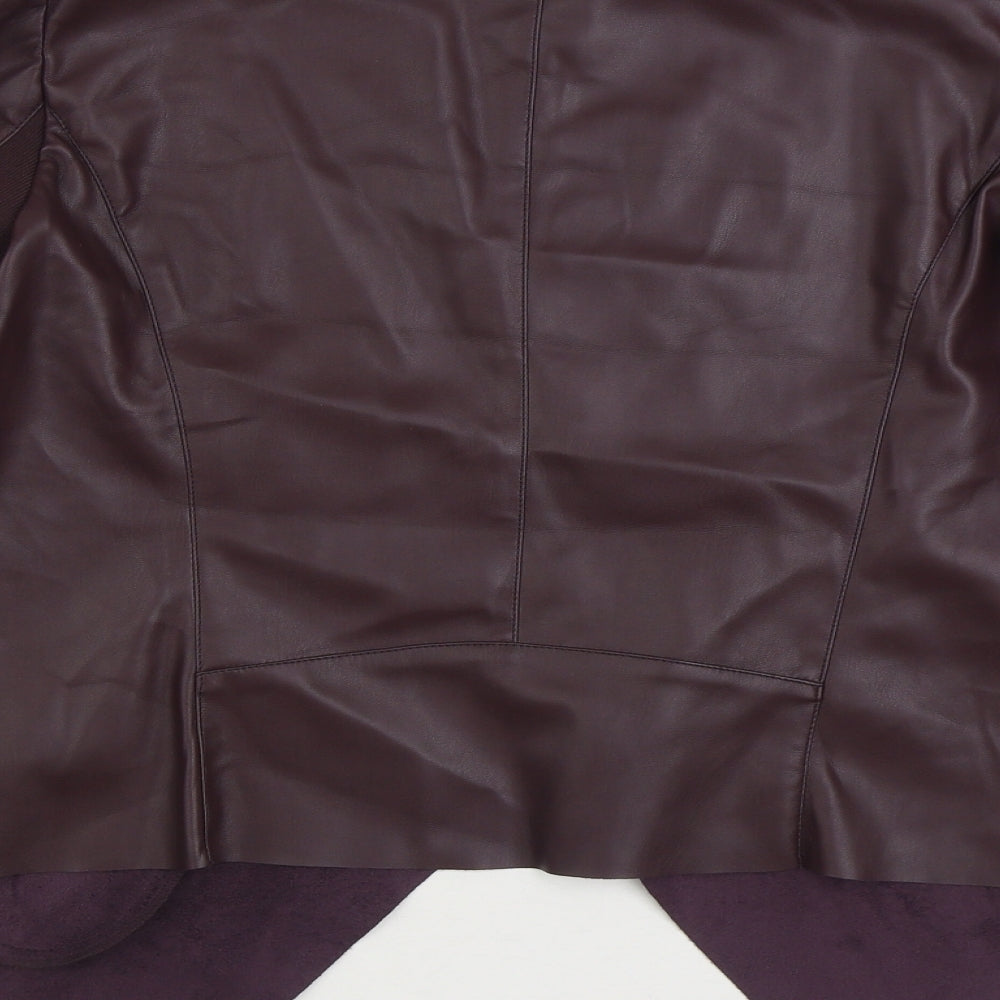 Dorothy Perkins Womens Purple Biker Jacket Size 14 - Faux Leather