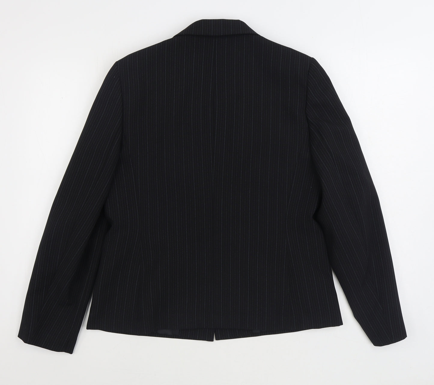 Modern Classic Womens Black Striped Jacket Blazer Size 12 Button